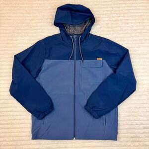 Voyager Mens Blue Colorblock Hooded Windbreaker Jacket Ripstop Full Zip Size M